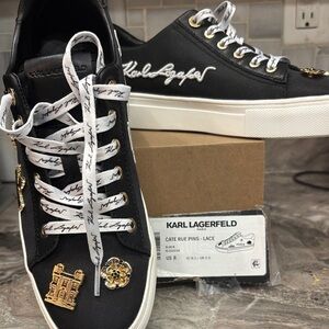 Karl Lagerfeld Women's Sneakers with Gold and White Details